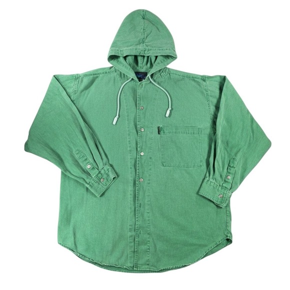Rhinoceros Other - VTG rugged cotton workwear gorpcore hooded button up Green Men's L Rhinoceros